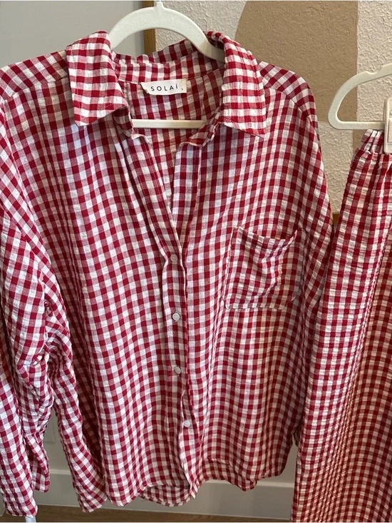 Oversized Red Gingham PJ Set - Picture 2 of 3